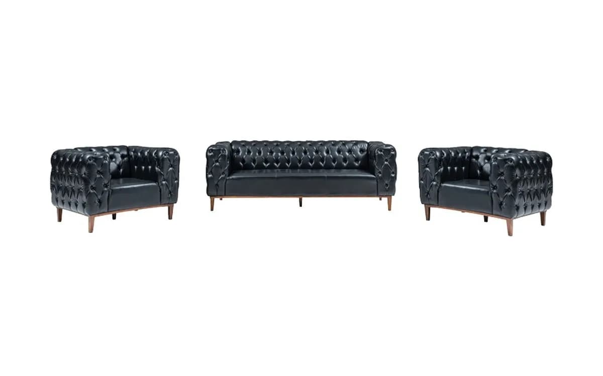 B-09 Siyah Chesterfield Oturma Grubu