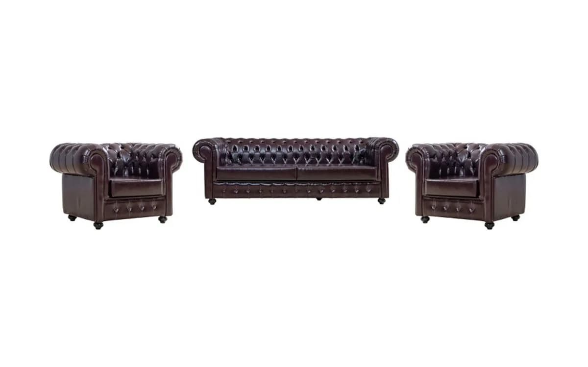 B-10 Bordo Chesterfield Oturma Grubu