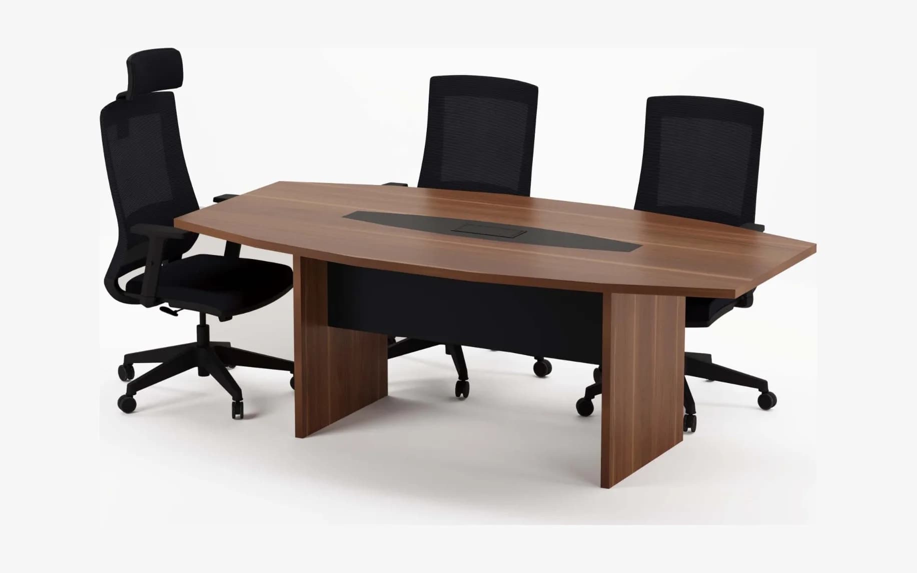 T-03 Ceviz Kayık Formlu Toplantı Masası